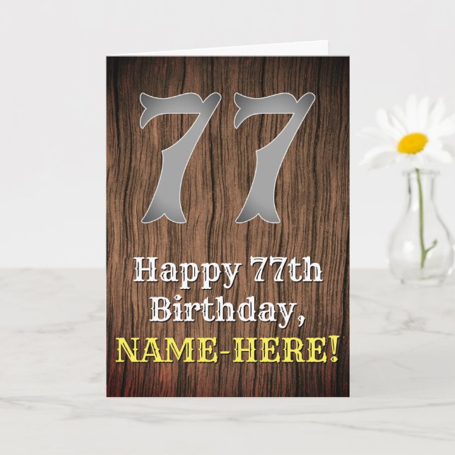 77th Birthday: Country Western Inspired Look, Name Card (Small Plant)