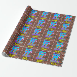 77th Birthday: Fun, Urban Graffiti Inspired Look Wrapping Paper