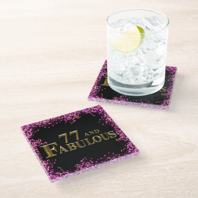 77th Birthday  Glass Coaster (Angled)