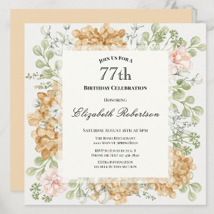 77th Birthday Invitation in Elegant Autumn Colors
