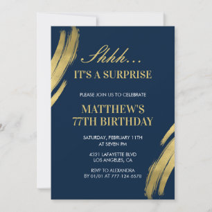 77th birthday invitation Surprise party Men Navy