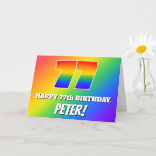 77th Birthday: Multicolored Rainbow Pattern # 77 Card