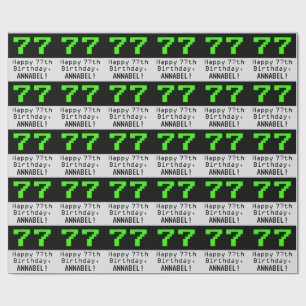 77th Birthday - Nerdy / Geeky Style "77" and Name Wrapping Paper
