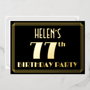 77th Birthday Party: Art Deco Look “77”, w/ Name