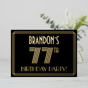 77th Birthday Party — Art Deco Style “77” + Name