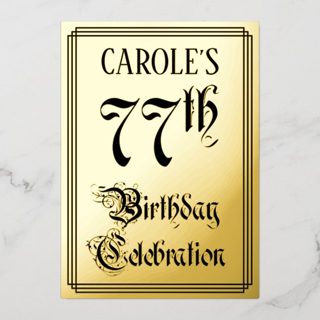 77th Birthday Party — Elegant Script + Custom Name (Front)