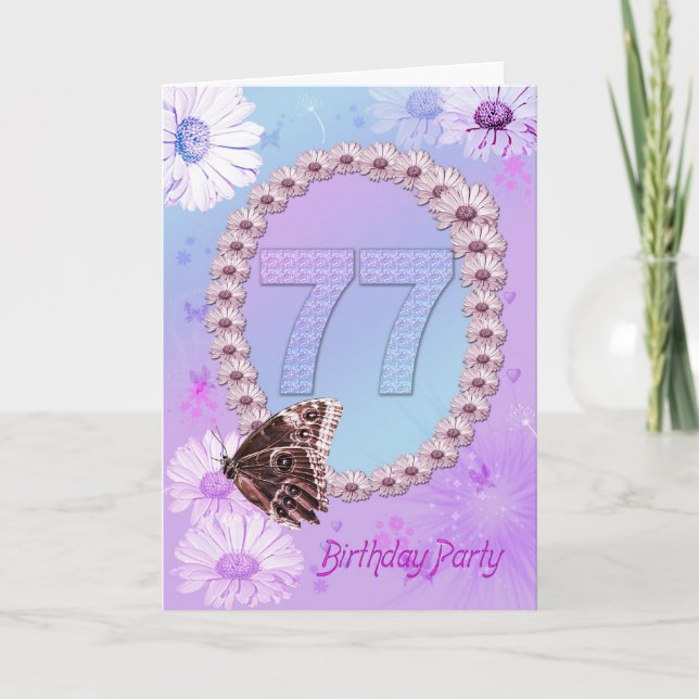 77th Birthday party Invitation (Front)