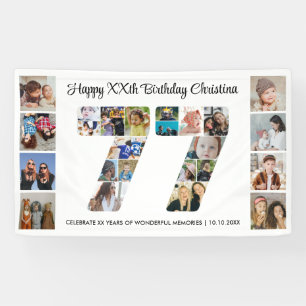 77th Birthday Party Number 77 Photo Collage Banner