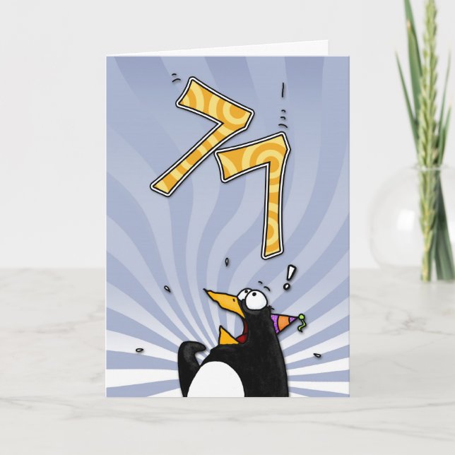 77th Birthday - Penguin Surprise Card (Front)