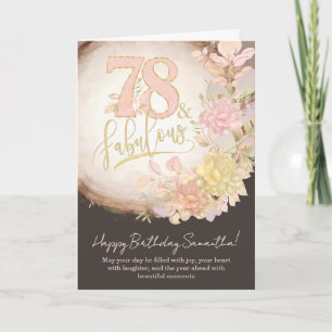 78 & Fabulous Floral Photo Personalized Birthday Card