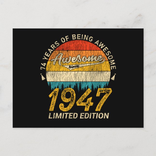 78 Year Old 1947 Retro Awesome 78th Birthday Gift Postcard (Front)