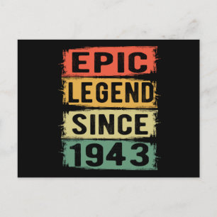 78 Years Old Bday 1943 Epic Legend 79th Birthday Postcard