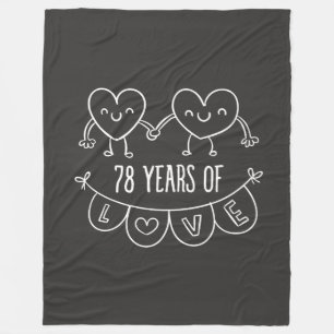 78th Anniversary Gift Chalk Hearts Fleece Blanket