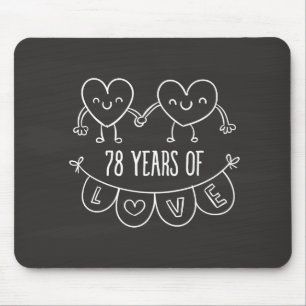 78th Anniversary Gift Chalk Hearts Mouse Pad