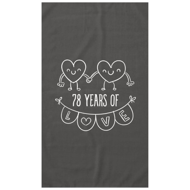 78th Anniversary Gift Chalk Hearts Tablecloth (Front)