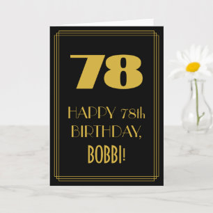 78th Birthday – Art Deco Inspired Look "78" & Name Card