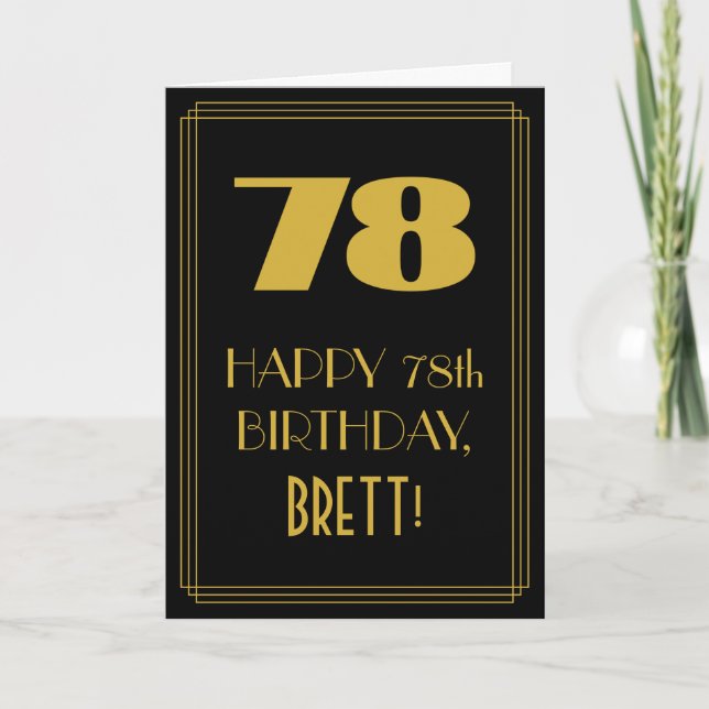 78th Birthday ~ Art Deco Inspired Look "78" & Name Card (Front)