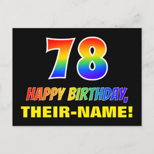 78th Birthday: Bold, Fun, Simple, Rainbow 78 Postcard