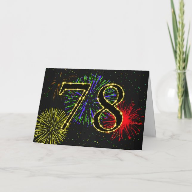 78th Birthday card with fireworks (Front)