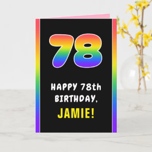78th Birthday: Colourful Rainbow # 78, Custom Name Card
