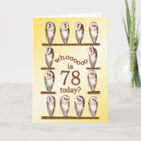 78th birthday, Curious owls card.