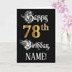 78th Birthday — Fancy Script; Faux Gold Look; Name Card