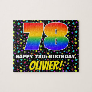78th Birthday — Fun, Colourful Star Field Pattern Jigsaw Puzzle