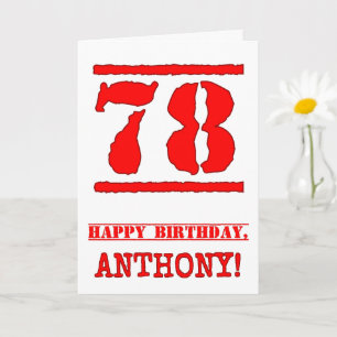 78th Birthday: Fun, Red Rubber Stamp Inspired Look Card