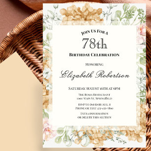 78th Birthday Invitation in Elegant Autumn Colours