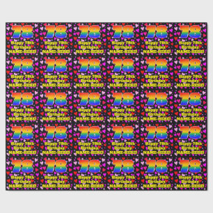 78th Birthday: Loving Hearts Pattern, Rainbow # 78 Wrapping Paper