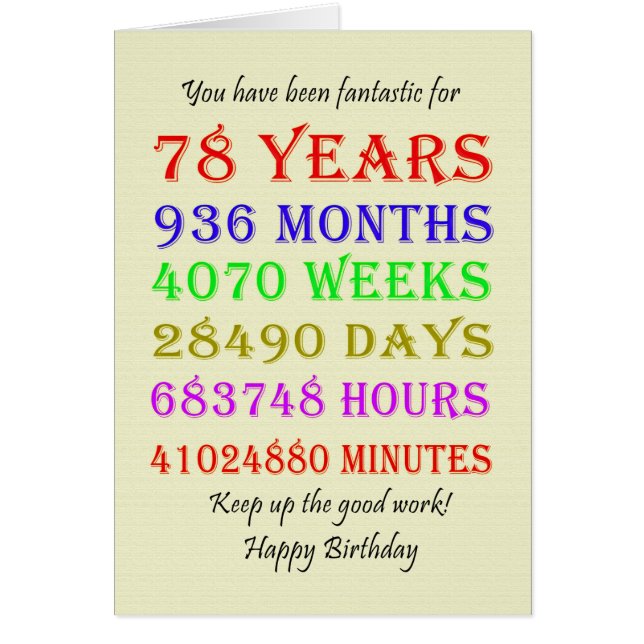 78th Birthday Milestones (Front)