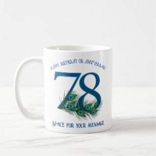 78th Birthday Or Anniversary Peacock Feather Coffee Mug