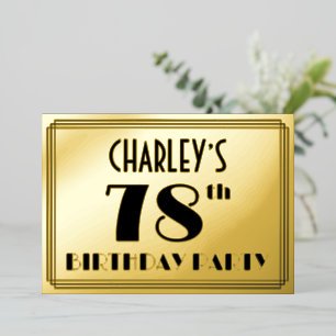78th Birthday Party — Art Deco Look “78” + Name