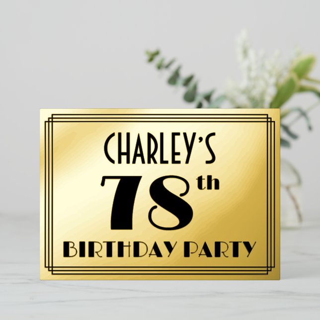 78th Birthday Party — Art Deco Look “78” + Name (Standing Front)