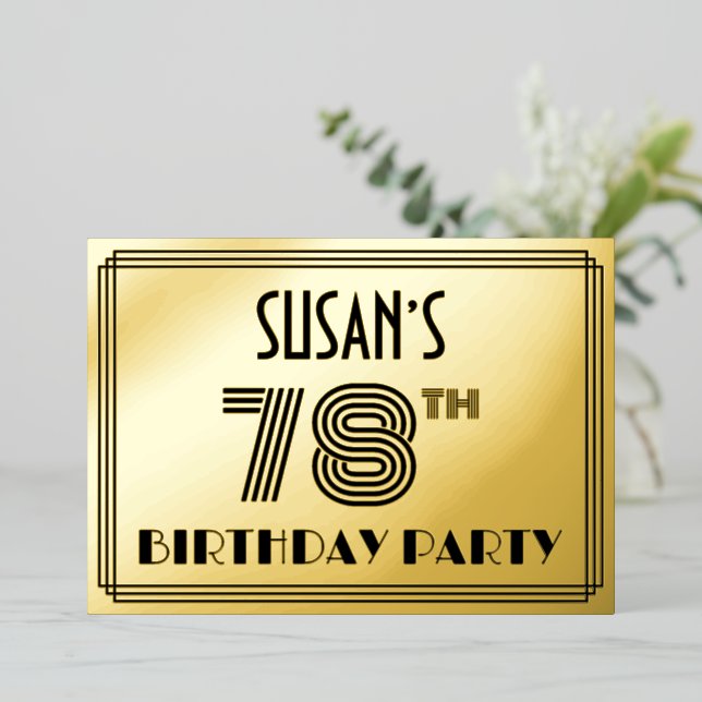 78th Birthday Party — Art Deco Style “78” & Name (Standing Front)