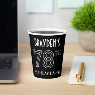 78th Birthday Party: Art Deco Style + Custom Name Paper Cups