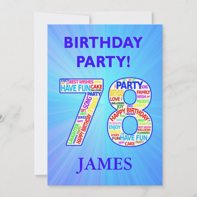 78th Birthday Party Invitation Add a Name (Front)