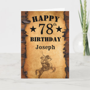 78th Birthday Rustic Country Western Cowboy Horse Card