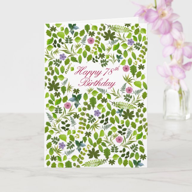 78th Birthday Scattered Leaves Card (Orchid)