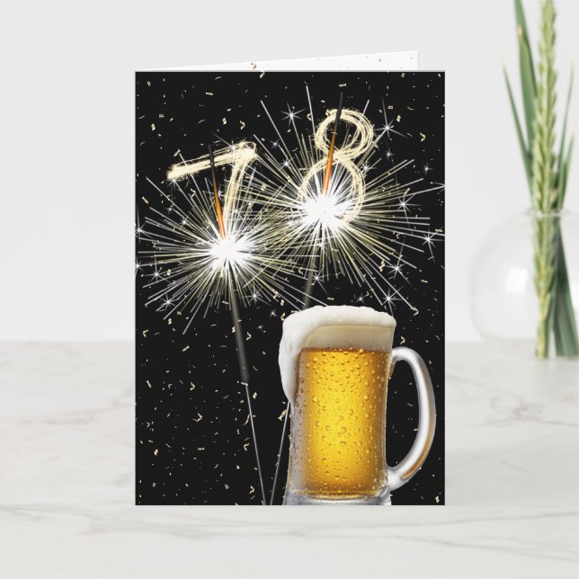 78th Birthday Sparklers With Beer Mug Card (Front)