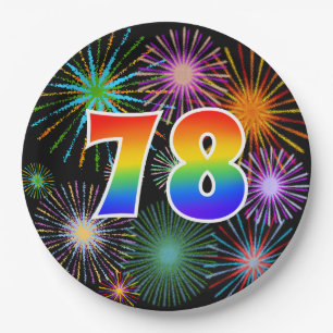 78th Event - Fun, Colourful, Bold, Rainbow 78 Paper Plate
