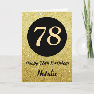 78th Happy Birthday Black and Gold Glitter Card