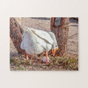 7928-White Goose Standing over Egg Puzzle