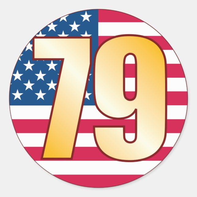 79 USA Gold Classic Round Sticker (Front)