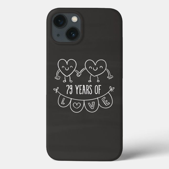 79th Anniversary Gift Chalk Hearts Case-Mate iPhone Case (Back)