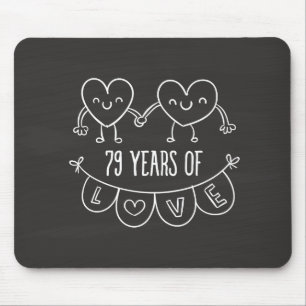 79th Anniversary Gift Chalk Hearts Mouse Pad