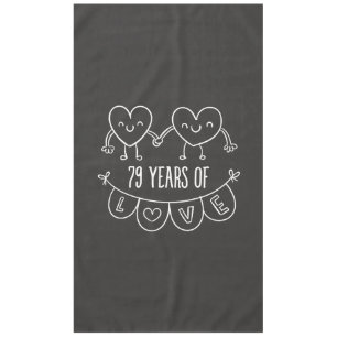 79th Anniversary Gift Chalk Hearts Tablecloth