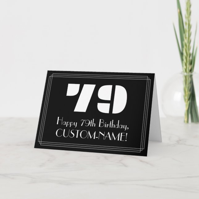 79th Birthday: Art Deco Inspired Look "79" & Name Card (Front)