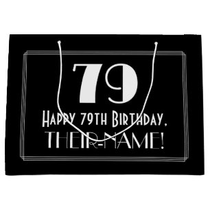 79th Birthday: Art Deco Inspired Style "79", Name Large Gift Bag