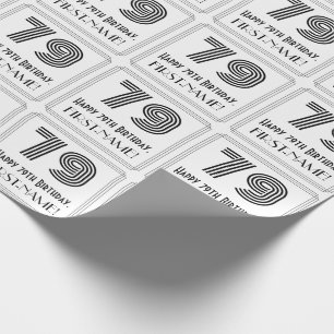 79th Birthday: Art Deco Inspired Style "79" + Name Wrapping Paper